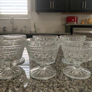 Lot of 6 Vintage Glass Dessert Serving Bowls
